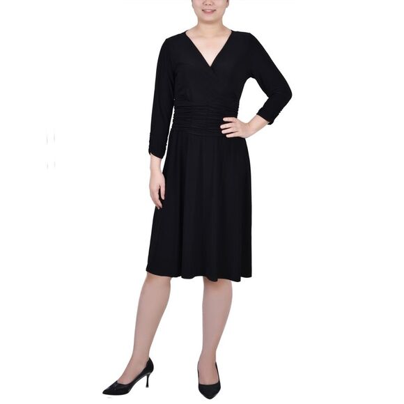 NY Collection Petite Ruched A Line Dress - Picture 1 of 1